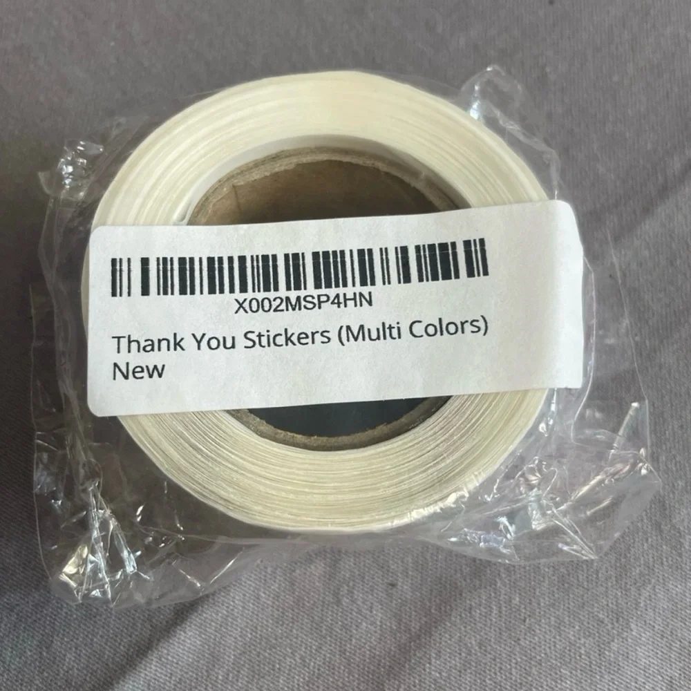 Roll of 500 thank-you stickers.